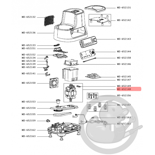 Moteur + pignon + carte électronique robot clickchef Moulinex MS-652148