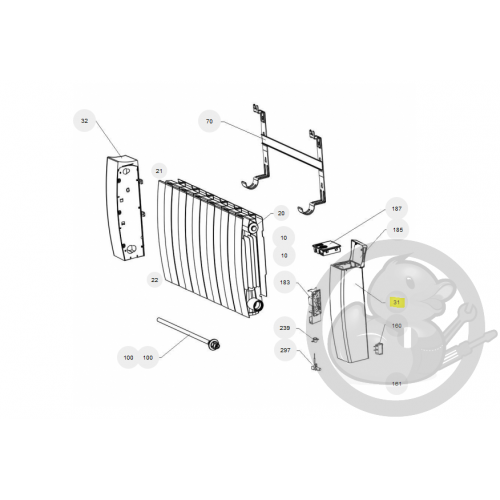 Joue droite seule modèle bas BLC radiateur Atlantic Thermor 083262