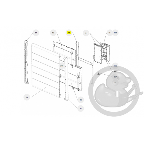 Support mural RAF4H 1250W blanc radiateur Atlantic Thermor 098304