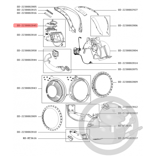 Carter supérieur moteur blanc aspirateur sans fil XO Moulinex Tefal SS-2230002845