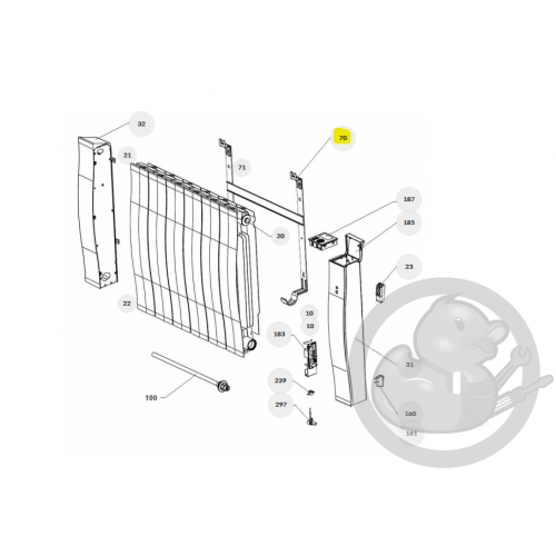 Support mural gris étoile 1000W H + ver. radiateur Atlantic Thermor 098730