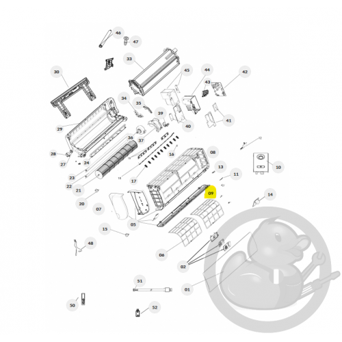 Cache habillage inférieur U.I 7000W unité intérieure murale Nagano Thermor 084379