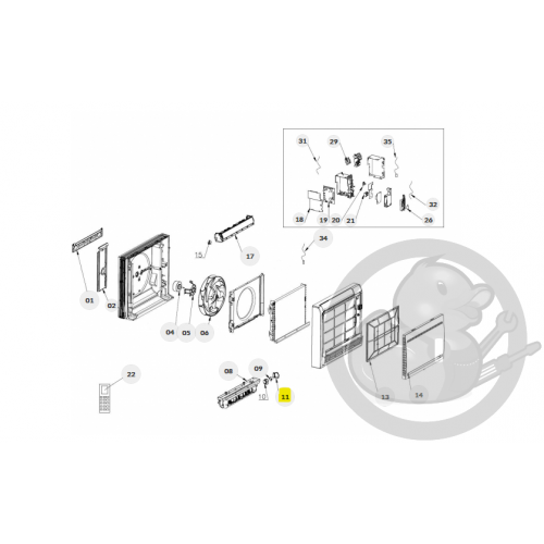 Capot moteur volet droit unité intérieure murale Nagano Thermor 084472