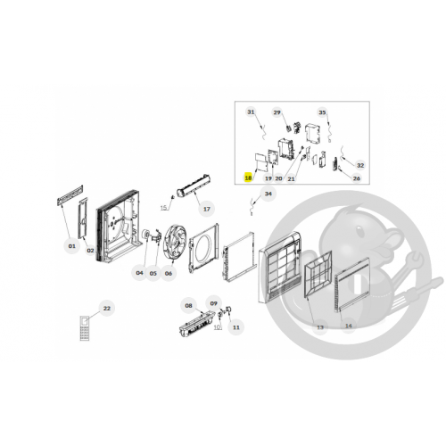 Couvercle boitier électrique unité intérieure murale Nagano Thermor 084477