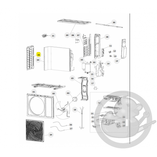 Panneau latéral gauche unité extérieure Thermor 084233