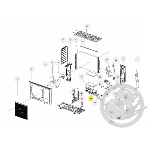 Coffret électrique partie inférieure unité extérieure Thermor 084648