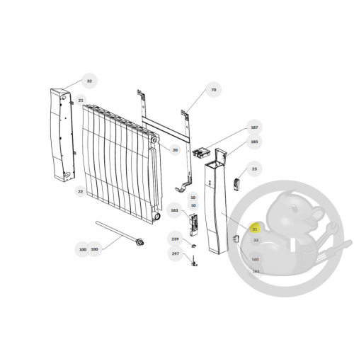 Joue droite seule galapagos IO H BLC radiateur Atlantic Thermor 083271