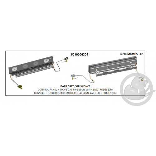 Console + tubulure réchaud 28Mb 1/4" avec électrodes grise foncée barbecue CAMPINGAZ 5010006305