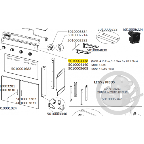 Consoles haut + bas texture grise foncée barbecue CAMPINGAZ 5010004138