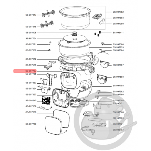 Boîtier supérieur multicuiseur intelligent cookeo touch mini Moulinex SS-997757