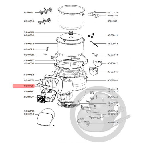 Charnière écran multicuiseur intelligent cookeo touch mini Moulinex SS-997354