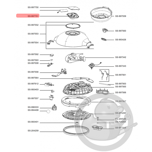 Poignée + joint multicuiseur intelligent cookeo touch mini Moulinex SS-997751