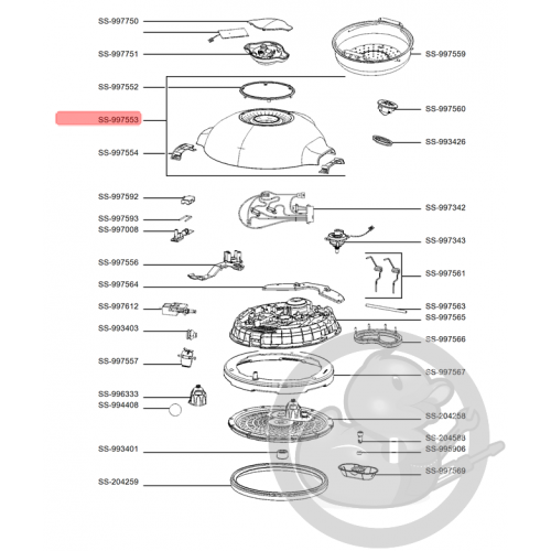 Couvercle supérieur multicuiseur intelligent cookeo touch mini Moulinex SS-997553