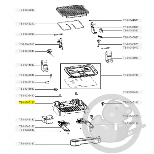 Boîtier inférieur optigrill 4en1 et 2en1 Tefal TS-01045120