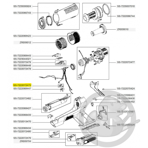 Bouton verrou bac + ressort aspirateur à main Xforce flex Rowenta SS-7222072475