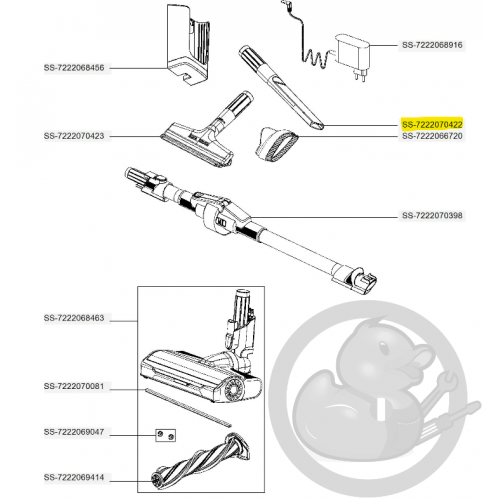 Suceur étroit noir aspirateur à main Xforce flex Rowenta SS-7222070422