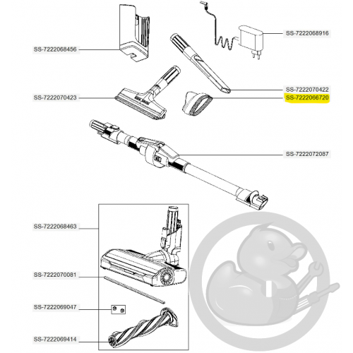 Brossette noire aspirateur à main Xforce flex Rowenta SS-7222066720