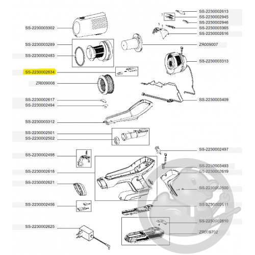 Bouton verrou séparateur marron aspirateur à main Xforce flex Rowenta SS-2230002634