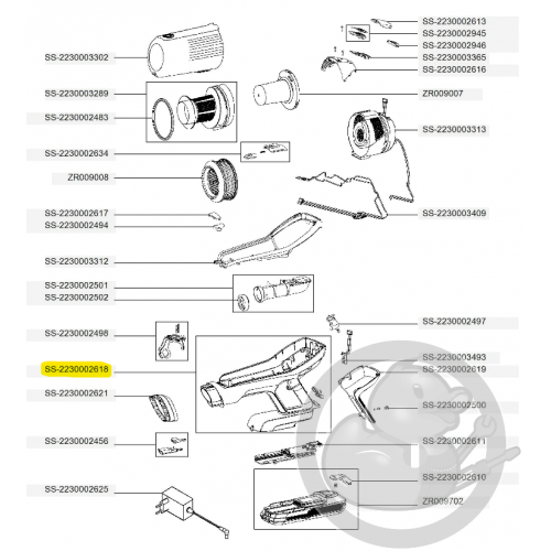 Corps noir aspirateur à main Xforce flex Rowenta SS-2230002618