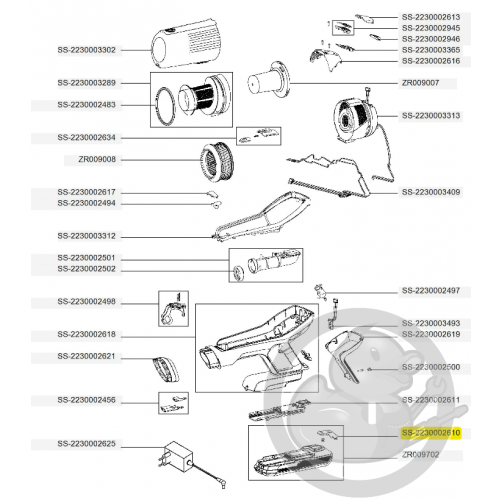 Bouton verrou batterie aspirateur à main Xforce flex Rowenta SS-2230002610