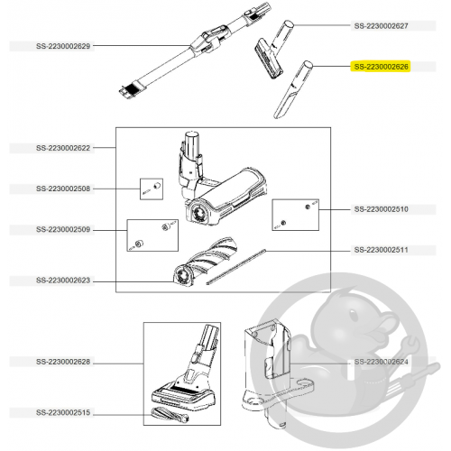 Suceur étroit noir aspirateur à main Xforce flex Rowenta SS-2230002626