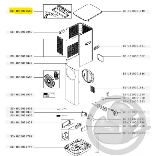 Carte électronique + support climatiseur turbo cool Rowenta SS-1810001682