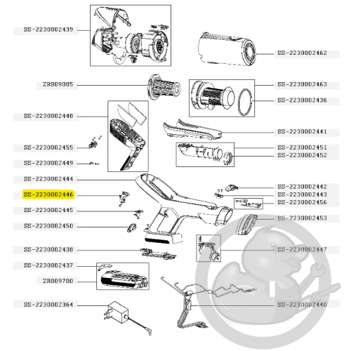 Bouton gris aspirateur à main Xforce flex Rowenta SS-2230002446