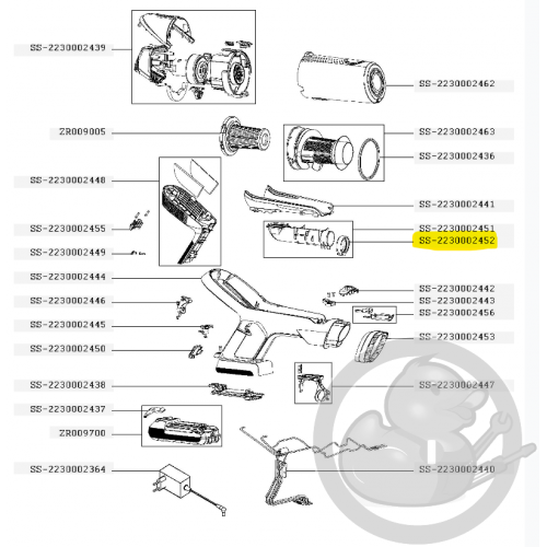 Joint tube air aspirateur à main Xforce flex Rowenta SS-2230002452