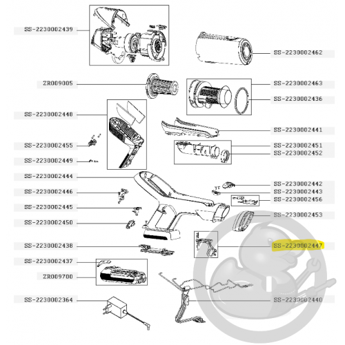 Bouton boost + ressort rouge aspirateur à main Xforce flex Rowenta SS-2230002447