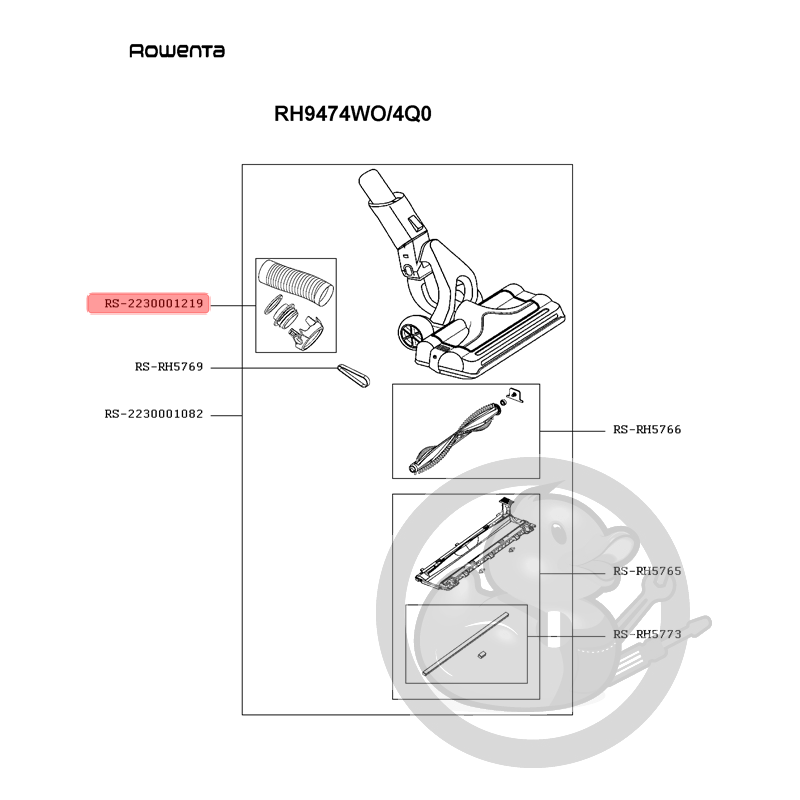 Raccord + flexible blanc aspirateur Rowenta Seb RS-2230001219