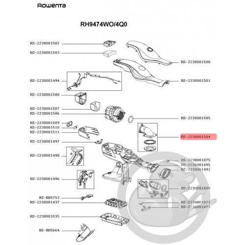Tube/air/moteur aspirateur Rowenta Seb RS-2230001504