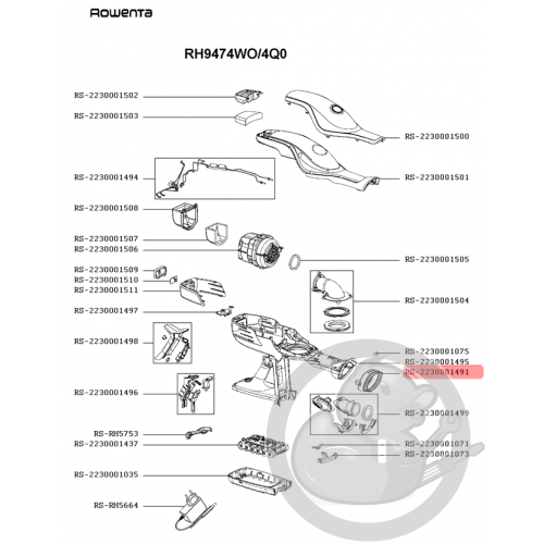 Brosse amovible noire aspirateur Rowenta Seb RS-2230001491