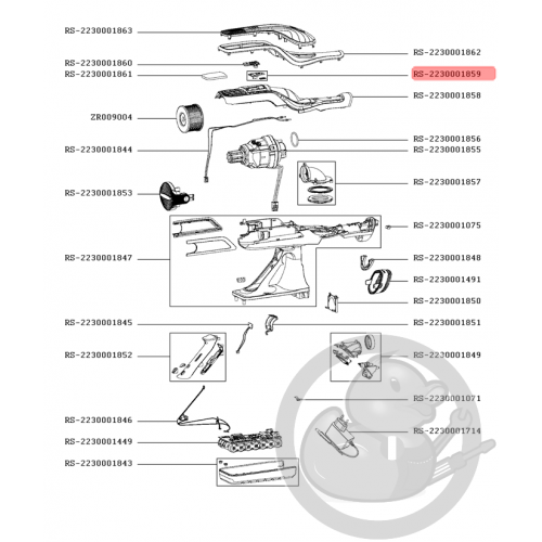 Carte électronique + joint aspirateur Air Force Rowenta RS-2230001859