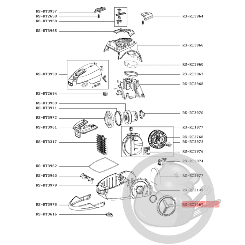 Pièces détachées aspirateur Rowenta Filtre mousse rs-rt3164 pour