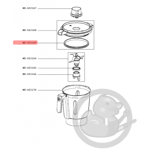 Joint couvercle noir robot clickchef Moulinex MS-652169